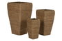 DKD Home Decor Set de 3 Maceteros de Seagrass y Metal Natural