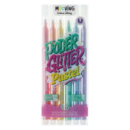 MOOVING Rotuladores de Fibra Colores Glitter Pastel Estuche de 6