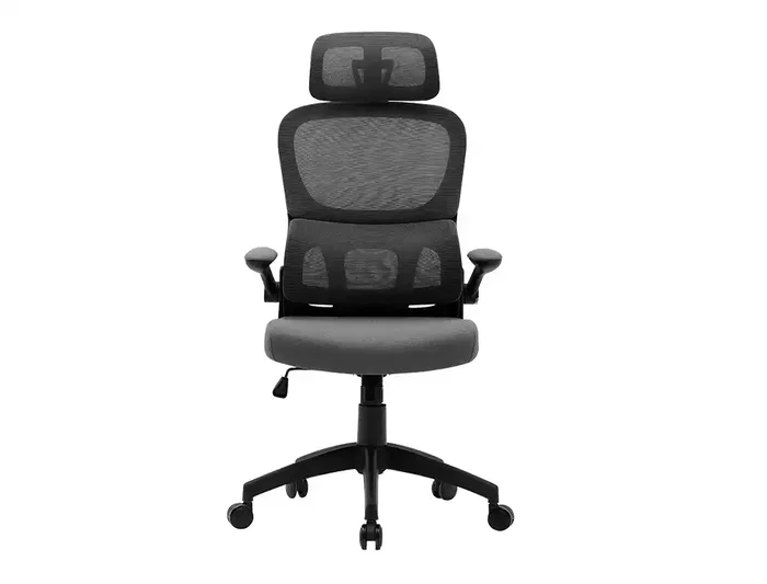 Q-connect Silla de Dirección Sorrento Malla con Base Metálica, Respaldo Transpirable, Reposabrazos Ajustables y Ruedas Premium, Color Gris, Alt Max 1320 mm