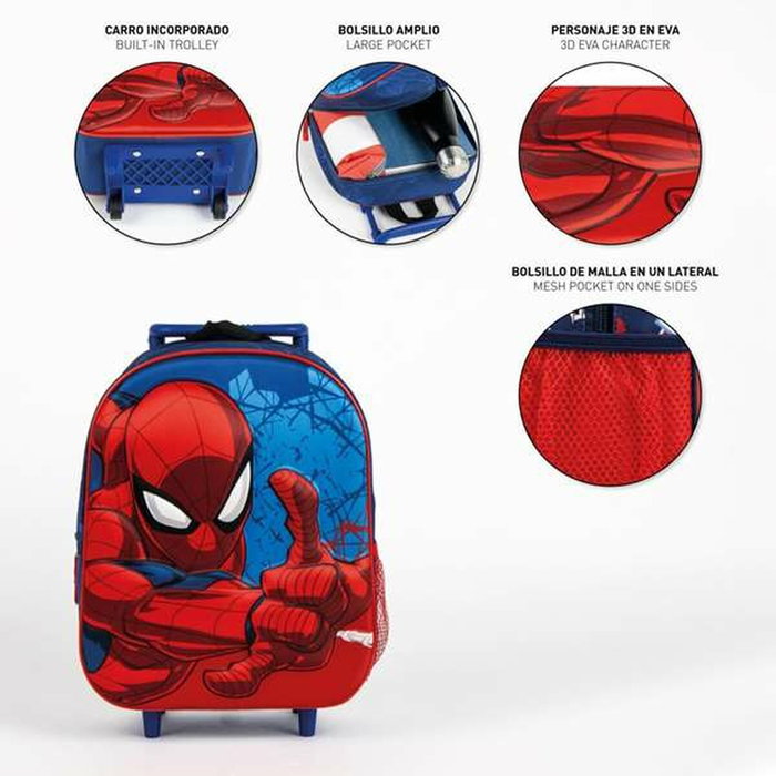 Cerdá Mochila Infantil Trolley 3D Spiderman Marvel Azul