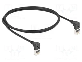 DeLOCK Cable de red RJ45 Cat.6A S/FTP Slim 90° angulado hacia arriba 1 m negro