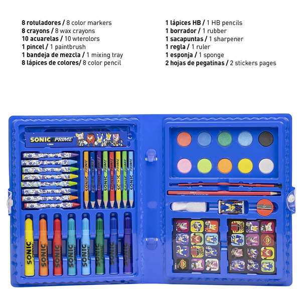 Cerdá Set Papelería Coloreable Caja Sonic Prime 45.0x26.70x3 cm