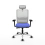 PIQUERAS Y CRESPO Silla de oficina Haches con mecanismo Sincro/Traslack, Azul claro y Blanco