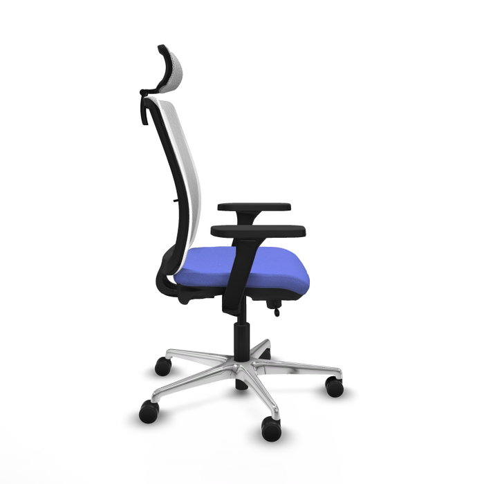 PIQUERAS Y CRESPO Silla de oficina Haches con mecanismo Sincro/Traslack, Azul claro y Blanco