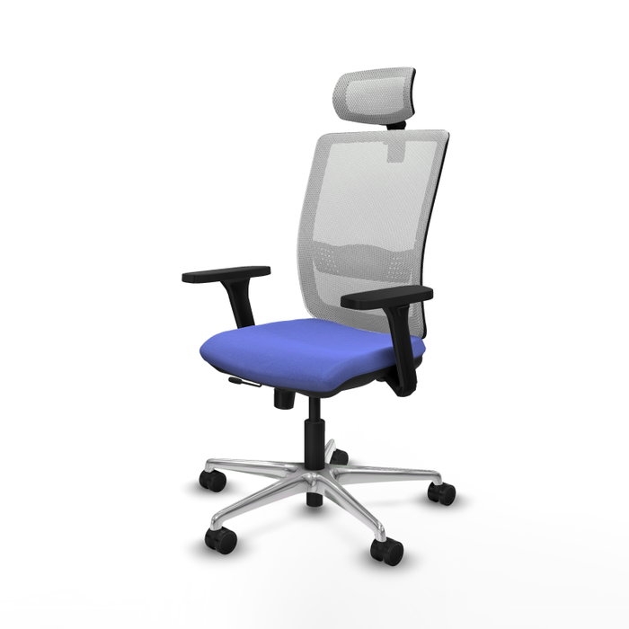 PIQUERAS Y CRESPO Silla de oficina Haches con mecanismo Sincro/Traslack, Azul claro y Blanco
