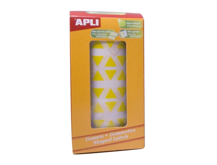 Apli Gomets Autoadhesivos Triangulares 21x21x21mm Amarillo Rollo 2832 Unidades