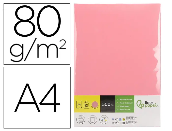 Liderpapel Papel de color DIN A4 Rosa 80 g, 500 hojas Liderpapel Papel de color DIN A4 Rosa 80 g, 500 hojas