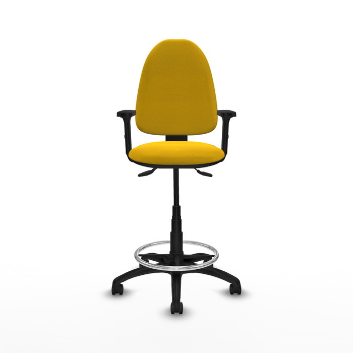 PIQUERAS Y CRESPO Taburete Aýna con mecanismo Asincro, brazos 2D y tela color Amarillo