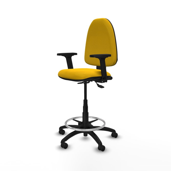 PIQUERAS Y CRESPO Taburete Aýna con mecanismo Asincro, brazos 2D y tela color Amarillo