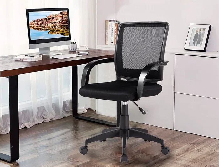 Q-connect Silla Giratoria Respaldo Medio Regulable en Altura Negro 900+100x560x570 mm