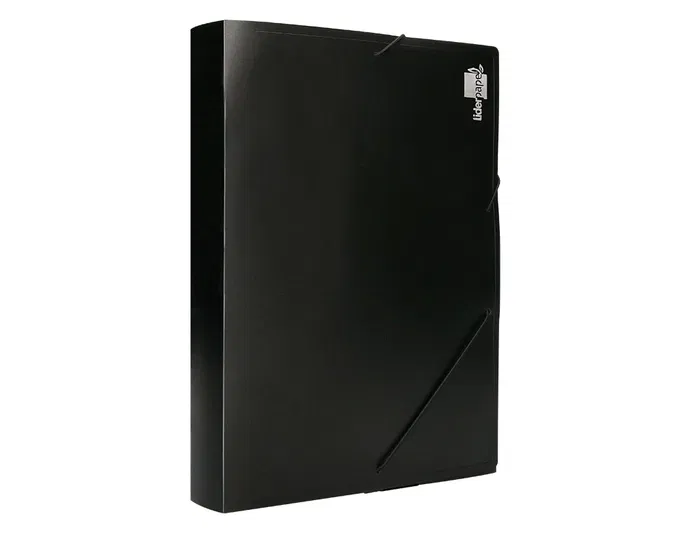 Liderpapel Carpeta Portadocumentos 36905 Polipropileno Din A4 Negra Lomo 50 mm con Cierre de Gomas y 2 Bolsillos para CD