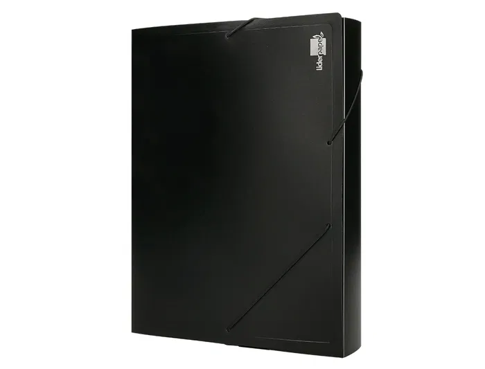 Liderpapel Carpeta Portadocumentos 36905 Polipropileno Din A4 Negra Lomo 50 mm con Cierre de Gomas y 2 Bolsillos para CD