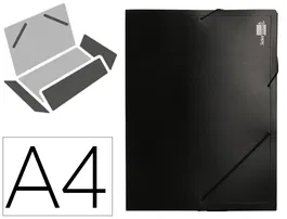 Liderpapel Carpeta Portadocumentos 36905 Polipropileno Din A4 Negra Lomo 50 mm con Cierre de Gomas y 2 Bolsillos para CD