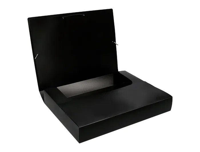 Liderpapel Carpeta Portadocumentos 36905 Polipropileno Din A4 Negra Lomo 50 mm con Cierre de Gomas y 2 Bolsillos para CD