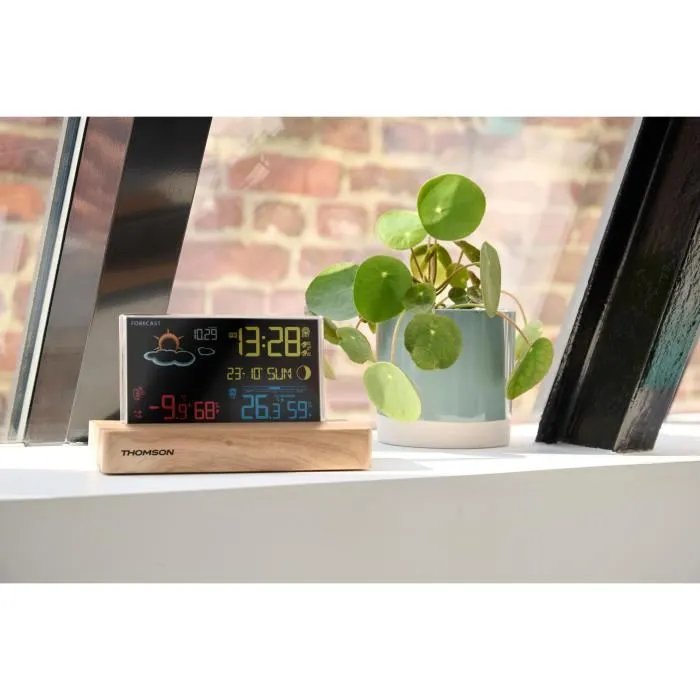 Thomson Reloj despertador estación meteorológica - Madera oscura - Sonda inalámbrica Thomson Reloj despertador estación meteorológica - Madera oscura - Sonda inalámbrica