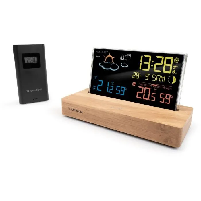 Thomson Reloj despertador estación meteorológica - Madera oscura - Sonda inalámbrica Thomson Reloj despertador estación meteorológica - Madera oscura - Sonda inalámbrica
