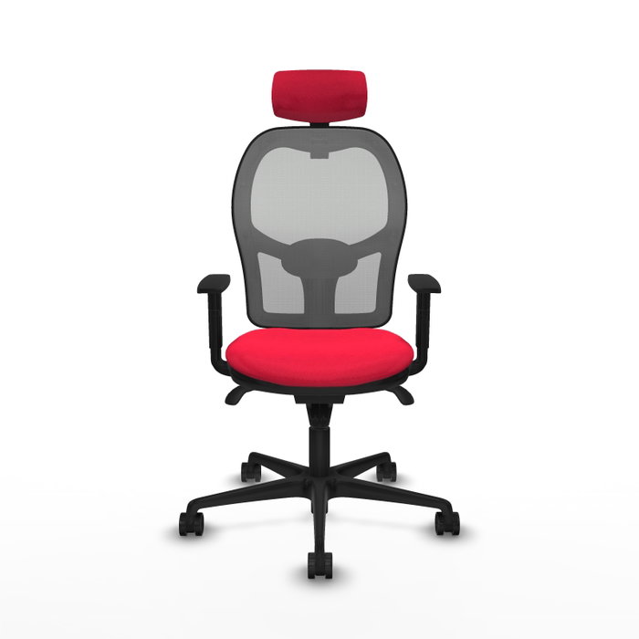 PIQUERAS Y CRESPO Silla de oficina Jorquera con mecanismo Sincro, Tela Roja y Malla Gris