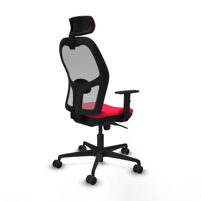 PIQUERAS Y CRESPO Silla de oficina Jorquera con mecanismo Sincro, Tela Roja y Malla Gris