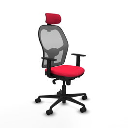 PIQUERAS Y CRESPO Silla de oficina Jorquera con mecanismo Sincro, Tela Roja y Malla Gris