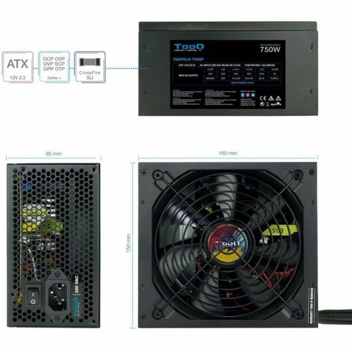 TOOQ TQAPOLO-750SP 750W ATX PFC Activo Negro