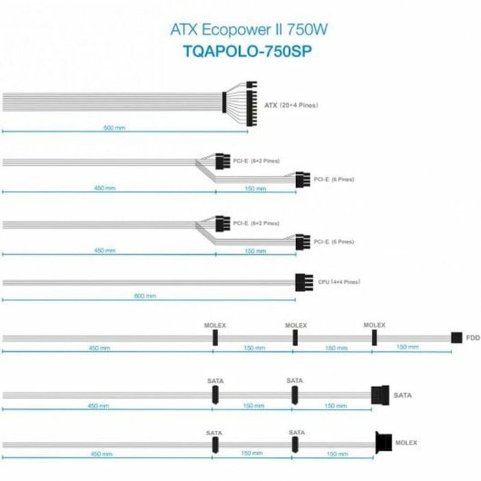 TOOQ TQAPOLO-750SP 750W ATX PFC Activo Negro
