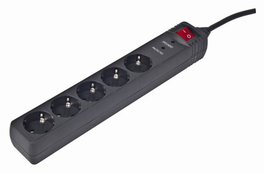 GEMBIRD SPG5-C-5 Limitador de Tensión con Protección Contra Sobretensiones, 5 Salidas AC, 1,5 m, Negro