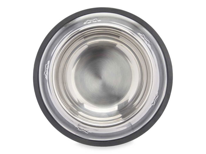 Mascow Comedero para Mascota Metálico 22 cm con Base de Goma Negro 300 ml (Set de 12)