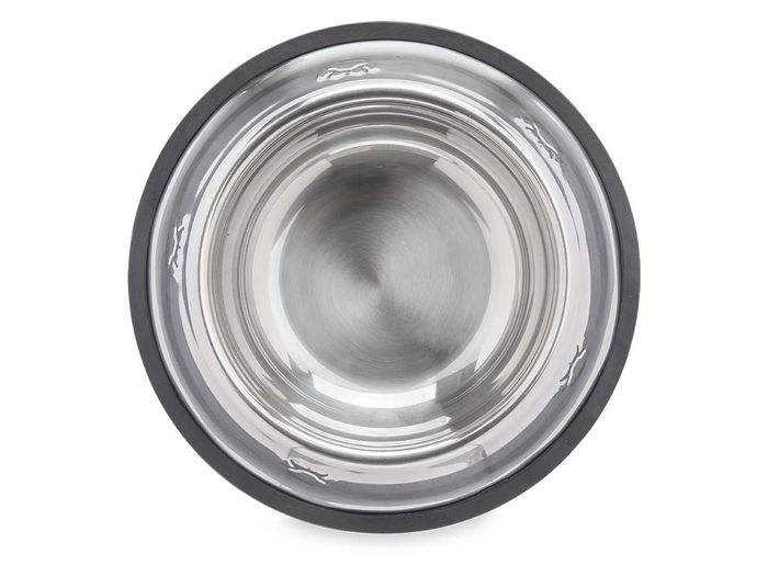 Mascow Comedero para Mascota Metálico 22 cm con Base de Goma Negro 300 ml (Set de 12)