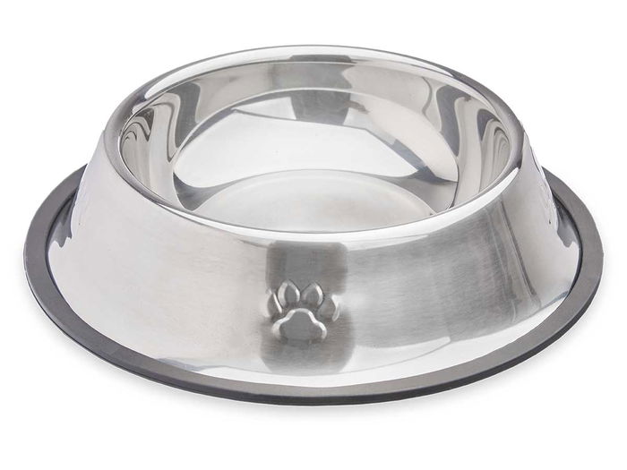 Mascow Comedero para Mascota Metálico 22 cm con Base de Goma Negro 300 ml (Set de 12)