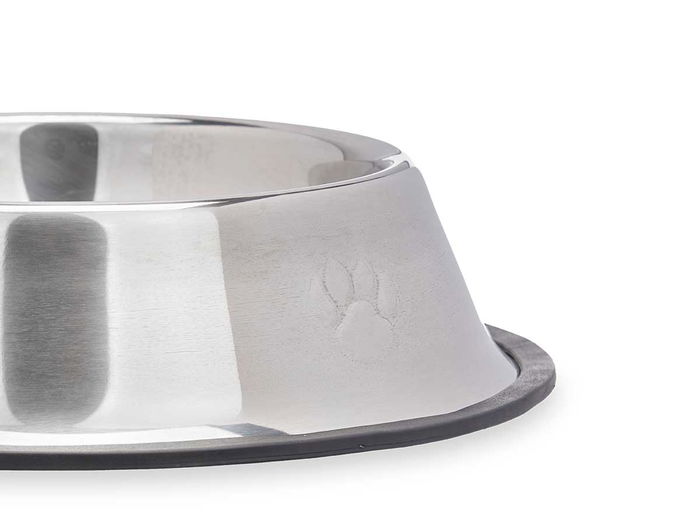 Mascow Comedero para Mascota Metálico 22 cm con Base de Goma Negro 300 ml (Set de 12)