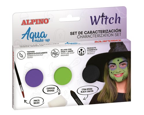 Alpino Set de Caracterización de Bruja con Maquillaje al Agua