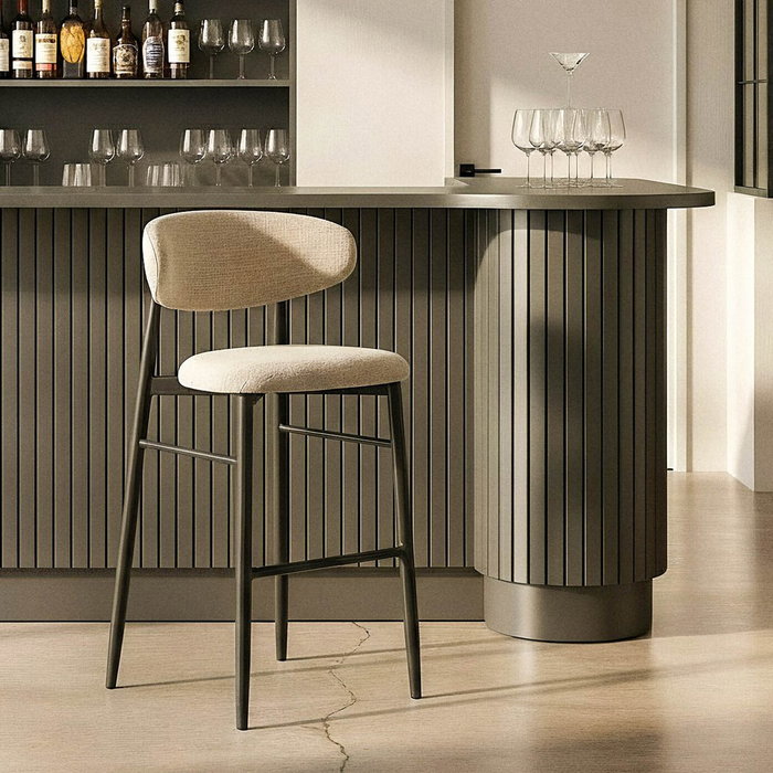 Taburete 75 cm Gris Tejido-Metal 54 X 52 X 105 cm (Set de 2) Taburete 75 cm Gris Tejido-Metal 54 X 52 X 105 cm (Set de 2)