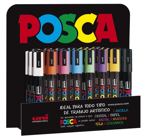 Posca Expositor de 36 Marcadores de Pintura PC-5M/3D Surtidos Posca Expositor de 36 Marcadores de Pintura PC-5M/3D Surtidos