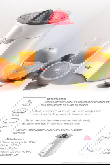 Inde Exprimidor Eléctrico 25W-40W Antigoteo Basic Home con Dimensiones 15.5 cm x 22 cm x 15.5 cm (6 Unidades) Inde Exprimidor Eléctrico 25W-40W Antigoteo Basic Home con Dimensiones 15.5 cm x 22 cm x 15.5 cm (6 Unidades)