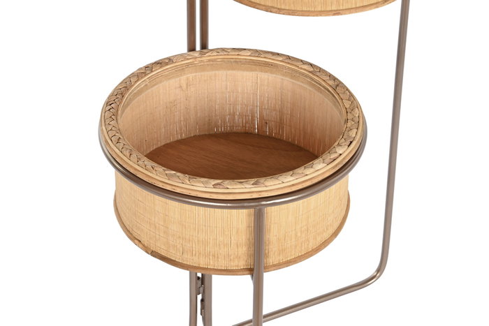 DKD Home Decor Macetero Desplegable de Bambú y Hierro Marrón