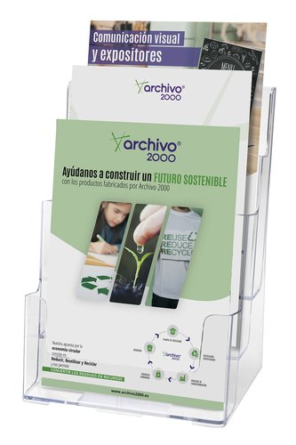 Archivo 2000 Portafolletos Sobremesa 3 Alturas DIN A5 Vertical Ultra Transparente Archivo 2000 Portafolletos Sobremesa 3 Alturas DIN A5 Vertical Ultra Transparente