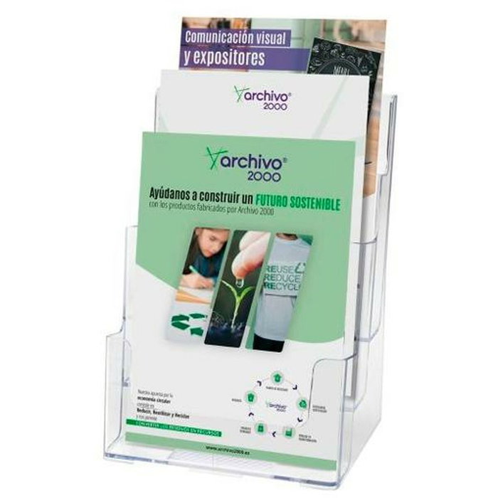 Archivo 2000 Portafolletos Sobremesa 3 Alturas DIN A5 Vertical Ultra Transparente Archivo 2000 Portafolletos Sobremesa 3 Alturas DIN A5 Vertical Ultra Transparente