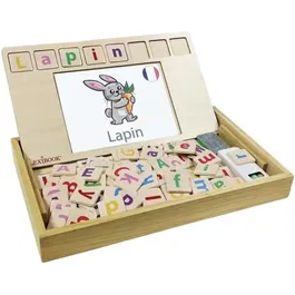 Lexibook Escuela de palabras bilingüe francés/inglés Juego de madera para aprender alfabeto y vocabulario