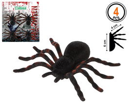 Arañas de Decoración Halloween Negro-Naranja 4 Unidades 6 cm
