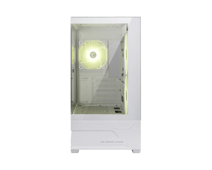 MSI MAG PANO M110R Caja Gaming Mini Torre PC ATX/ Micro-ATX/Mini-ITX, Ventana Lateral, 4 Ventiladores 120mm ARGB, Blanco