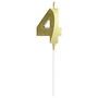 Party Time Vela Aniversario Cifra 4 Oro 3,5x0,7 cm; h.13 cm