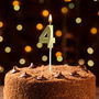 Party Time Vela Aniversario Cifra 4 Oro 3,5x0,7 cm; h.13 cm
