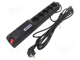 HSK DATA Regleta contra sobrecargas ACAR 504W 5M con 5 tomas y cable de 5m