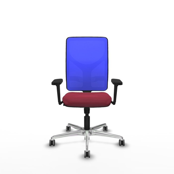 PIQUERAS Y CRESPO Silla de oficina Motilla con mecanismo Sincro, Tela Granate y Malla Azul