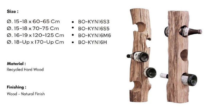 DKD Home Decor Botellero Item Home de Raíz de Teca Reciclada, Marrón, para 5 Botellas, 74 cm de Alto x 16.5 cm de Ancho