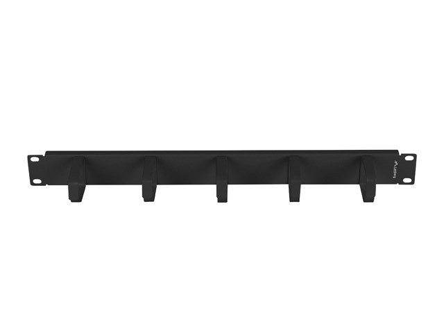 LANBERG Organizador de cables 1U 19 pulgadas con 5 soportes metálicos