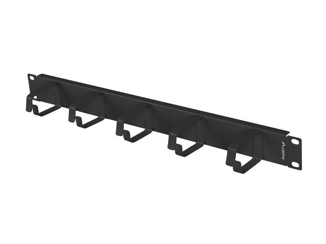 LANBERG Organizador de cables 1U 19 pulgadas con 5 soportes metálicos