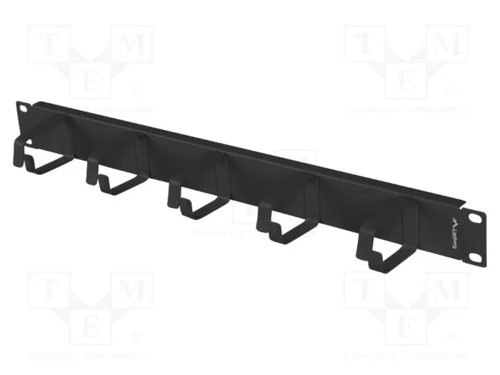 LANBERG Organizador de cables 1U 19 pulgadas con 5 soportes metálicos