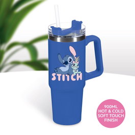 Paladone Products Lilo & Stitch Vaso Tumbler Stitch Blue con pajita, 0,9 litros