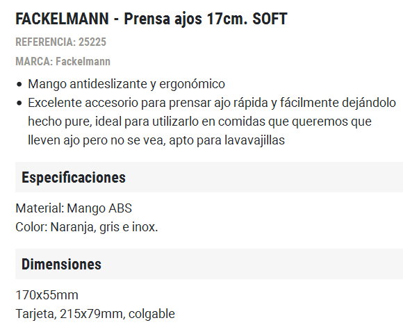 Fackelmann Prensa de Ajos Soft 17 cm